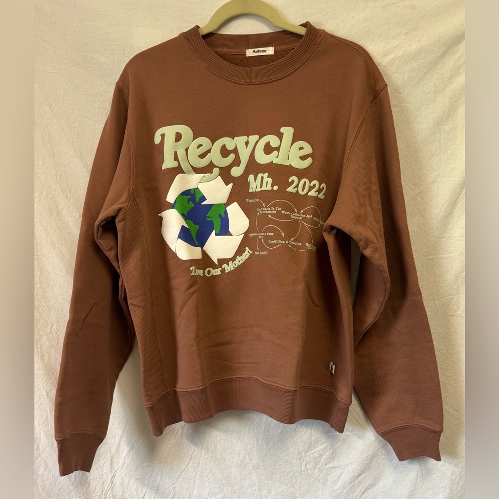 Madhappy Limited Edition Recycle Earth Day
Fleece Crewneck Brown Size M
